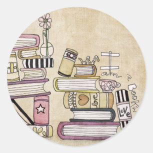 Ich bin ein Bücherwurm Runder Aufkleber