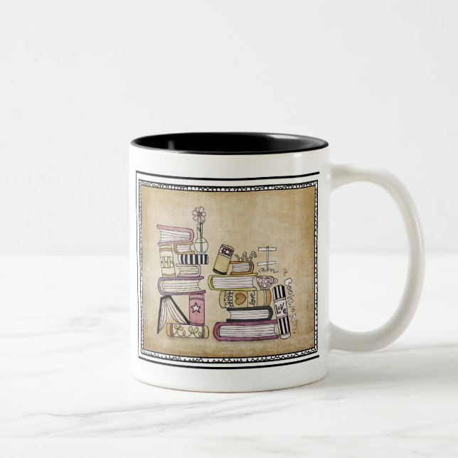ich bin ein Bücherwurm Zweifarbige Tasse (Rechts)