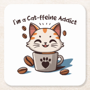 Ich bin ein Cat-ffeine-Süchtiger Rechteckiger Pappuntersetzer