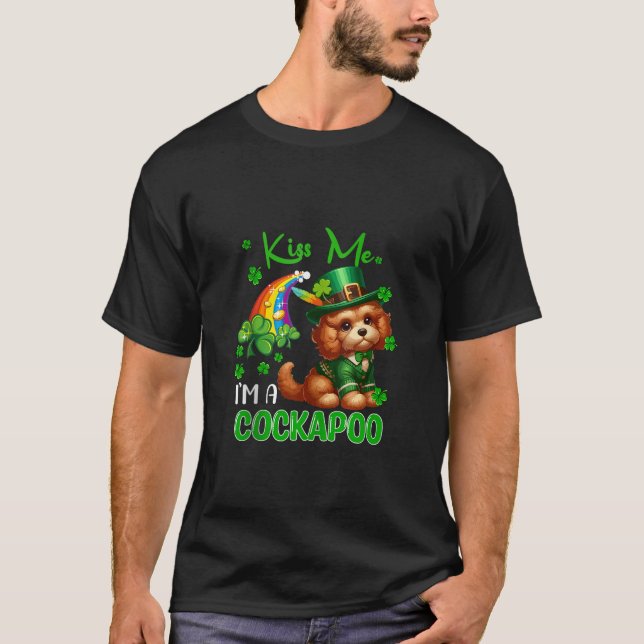 Ich bin ein Cockapoo St Patrick's Day Kleeblatts R T-Shirt (Vorderseite)