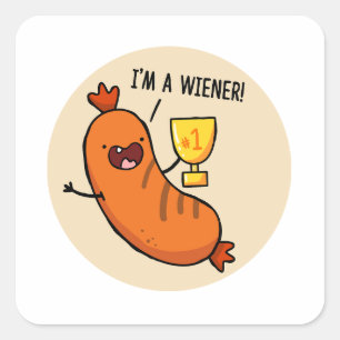 Ich bin ein Dackel-Hotdog-Pin-Sticker Quadratischer Aufkleber