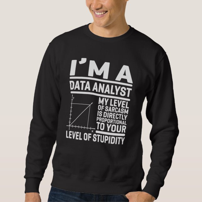 Ich bin ein Datenanalyst Mein Sarkasmus-Level ist  Sweatshirt (Vorderseite)