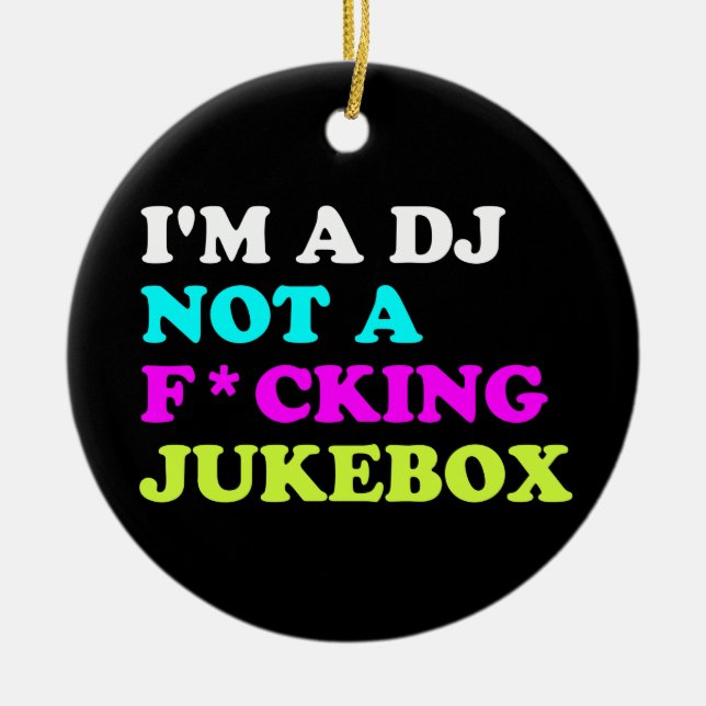Ich bin ein DJ, kein Jukebox-Ornament | Ibiza-Haus Keramikornament (Vorne)
