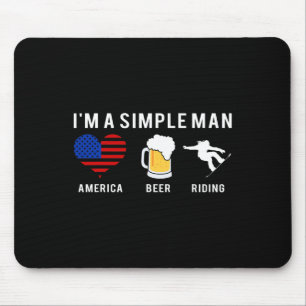 Ich bin ein einfacher Mann Amerika Biere Snowboard Mousepad