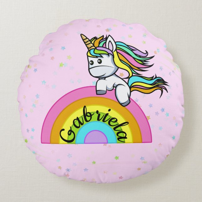 Ich bin ein Einhorn - Rundes Kissen (Vorderseite)