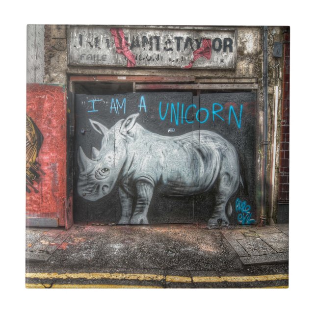 Ich bin ein Einhorn, Shoreditch Graffiti (London) Fliese (Vorderseite)