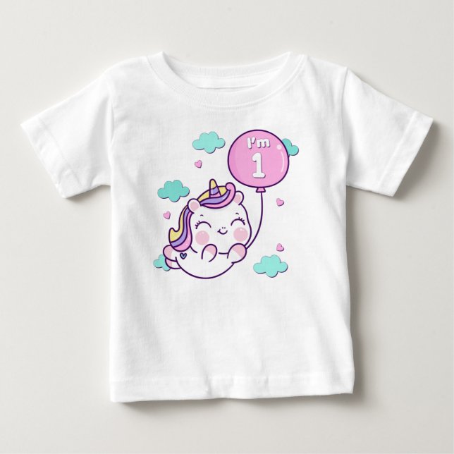 Ich bin ein Einhornballon Baby T-shirt (Vorderseite)