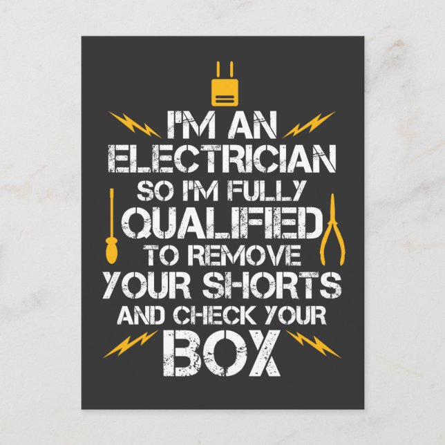 Ich bin ein Elektriker, also bin ich voll qualifiz Postkarte (Vorderseite)