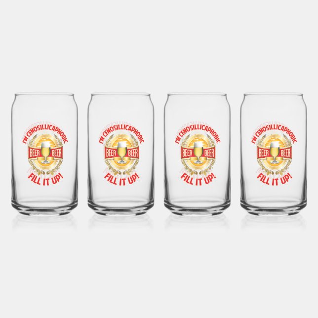 Ich bin ein enosillicaphobisches Set mit vier Dose Dosenglas (Vorderseite)