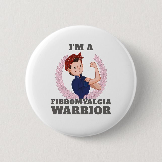 Ich bin ein Fibromyalgie-Krieger-FM-Geschenk Button (Vorderseite)
