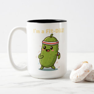 Ich bin ein Fit-Dill! Lustiges Fitness-Dillgurken  Zweifarbige Tasse