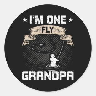 Ich bin ein Fliegenopa Fly Fishing Opa Runder Aufkleber