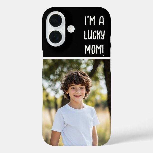 Ich bin ein Foto der glücklichen Mama iPhone 16 Hülle (Rückseite)