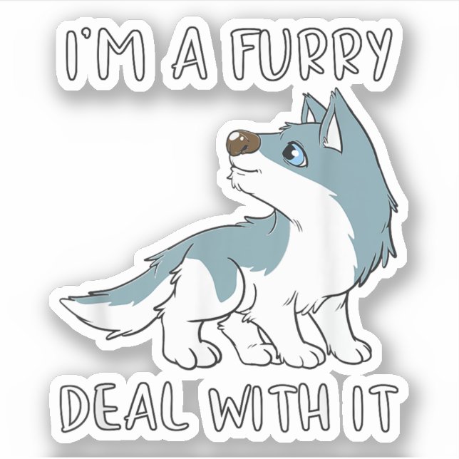 Ich bin ein Furry-Deal mit Niedlichen Furry-Fursui Aufkleber (Vorderseite)