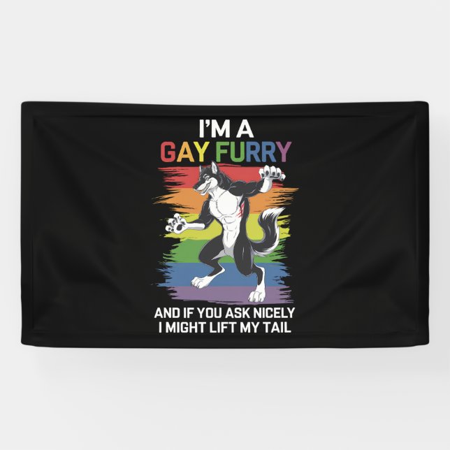 Ich bin ein Gay Furry Fox Rainbow LGBTQ Pride Banner (Horizontal)