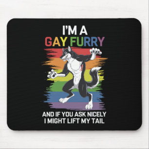 Ich bin ein Gay Furry Fox Rainbow LGBTQ Pride Mousepad