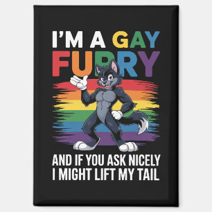Ich bin ein Gay Furry Rainbow Fox Wolf Pride Monat Magnet