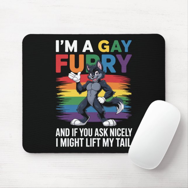 Ich bin ein Gay Furry Rainbow Fox Wolf Pride Monat Mousepad (Mit Mouse)
