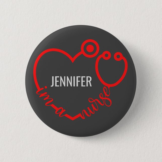 Ich bin ein Geschenk von Nurse Stethoscope Heart C Button (Vorderseite)