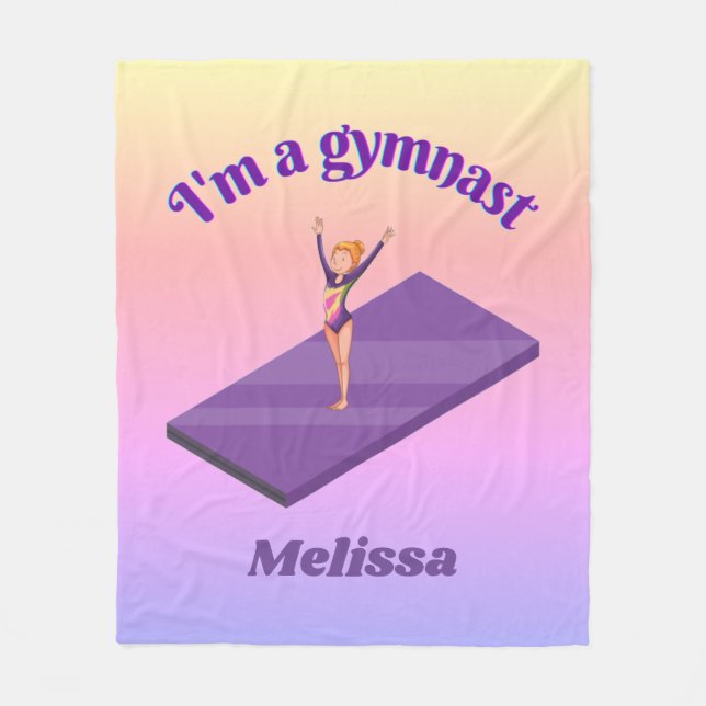 Ich bin ein Gymnastikmädchen mit Leotard auf Lila  Fleecedecke (Vorderseite)