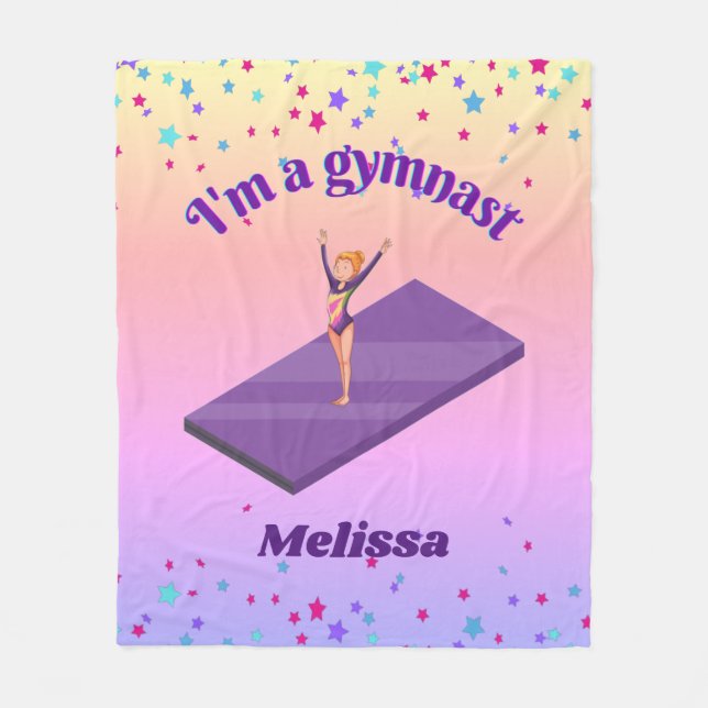 Ich bin ein Gymnastikmädchen mit Leotard auf Lila  Fleecedecke (Vorderseite)