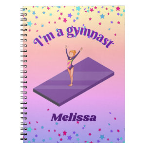 Ich bin ein Gymnastikmädchen mit Leotard auf Lila  Notizblock