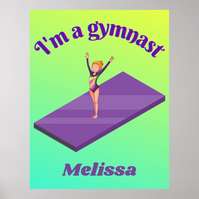 Ich bin ein Gymnastikmädchen mit Leotard auf Lila  Poster (Vorne)