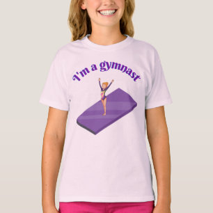 Ich bin ein Gymnastikmädchen mit Leotard auf Lila  T-Shirt