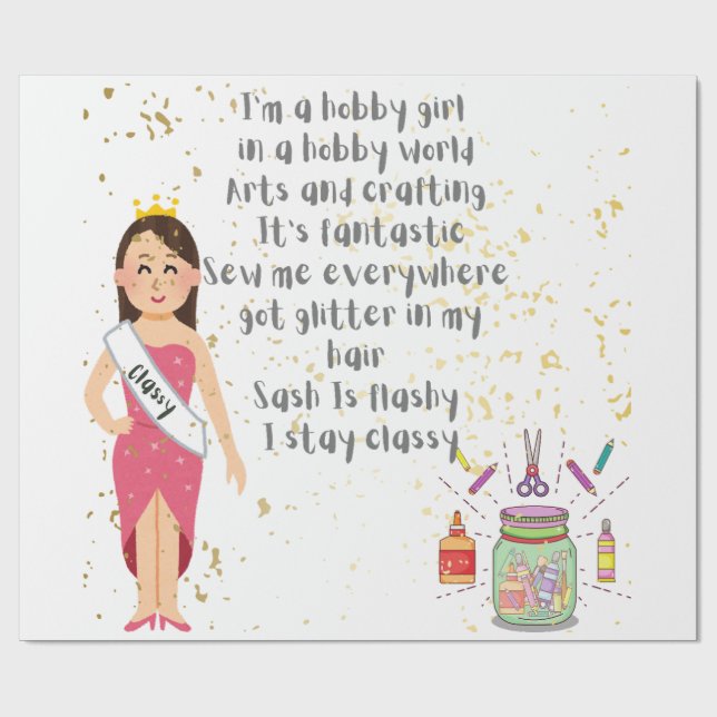 Ich bin ein Hobby-Mädchen in Hobby World Geschenkpapier (Flach)