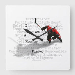 Ich bin ein Hockey-Spieler Quadratische Wanduhr