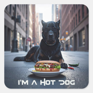 ICH BIN EIN HOT DOG - CHILI DOG - QUADRATISCHER AUFKLEBER