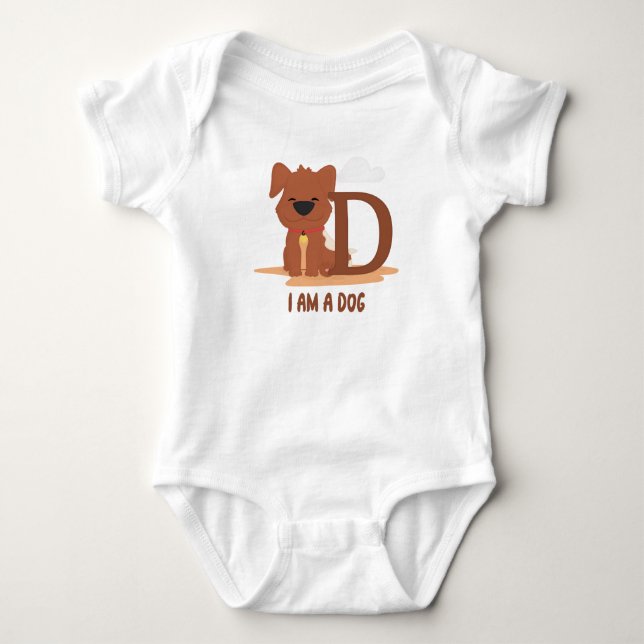 Ich bin ein Hund Funny Letter D Baby Strampler (Vorderseite)