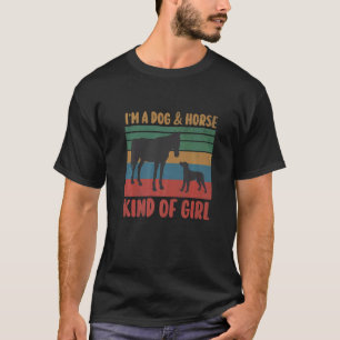 Ich bin ein Hund- und Pferd Mädchen Retro Pfote Hu T-Shirt