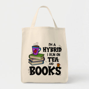 Ich bin ein Hybrid, den ich auf Tee und Büchern la Tragetasche