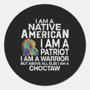 Ich bin ein Indianer, ich bin Patriot Warrier Runder Aufkleber