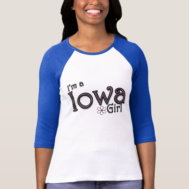 Ich bin ein Iowa-Mädchen, Blume, blauer T - Shirt (Vorderseite)