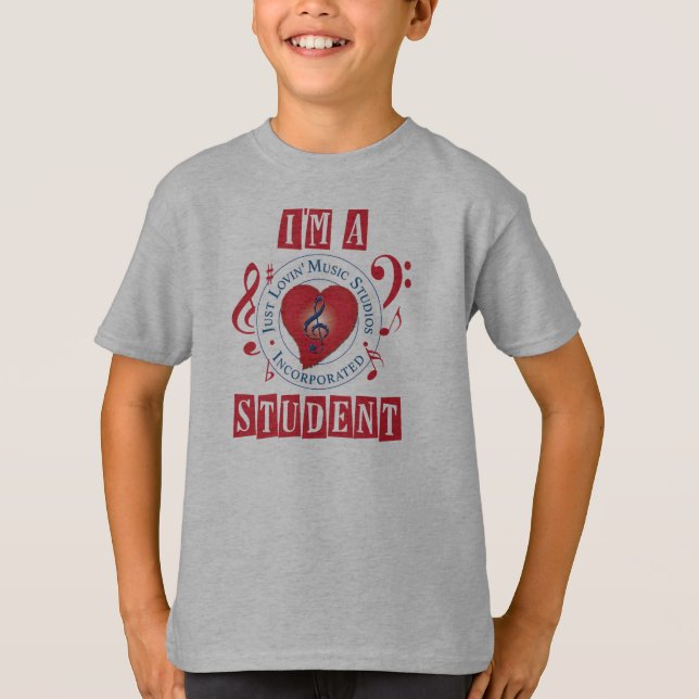 Ich bin ein JLMS Student Retro Striped Sleeve V-Ne T-Shirt (Vorderseite)