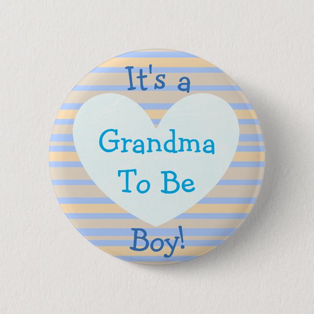 Ich bin ein Junge, "Oma To Be" Baby-Duschknopf Button (Vorderseite)