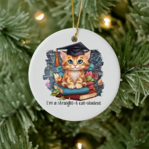 Ich bin ein Katzenstudent Keramik Ornament