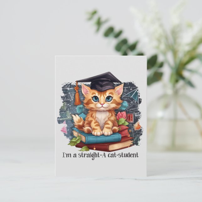 Ich bin ein Katzenstudent Postkarte (Stehend Vorderseite)