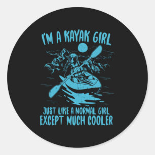Ich bin ein Kayak-Mädchen Runder Aufkleber
