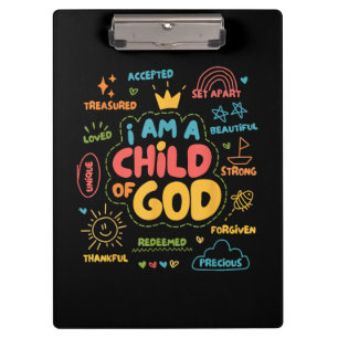Ich bin ein Kind Gottes Christ Retro Jesus Glaube  Klemmbrett