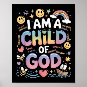 Ich bin ein Kind Gottes Christ Retro Jesus Glaube Poster