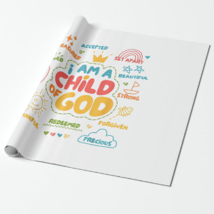 Ich bin ein Kind Gottes Christlicher Retro Jesus F Geschenkpapier