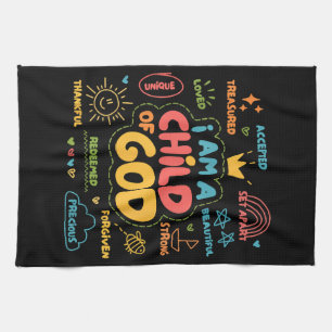 Ich bin ein Kind Gottes Christlicher Retro Jesus F Geschirrtuch