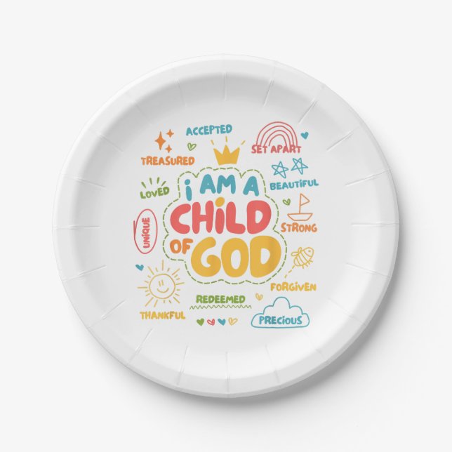 Ich bin ein Kind Gottes Christlicher Retro Jesus F Pappteller (Vorderseite)