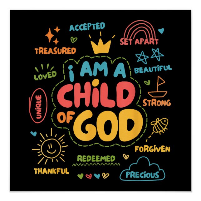 Ich bin ein Kind Gottes Christlicher Retro Jesus F Poster (Vorderseite)