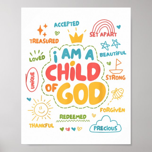 Ich bin ein Kind Gottes Christlicher Retro Jesus F Poster (Vorne)