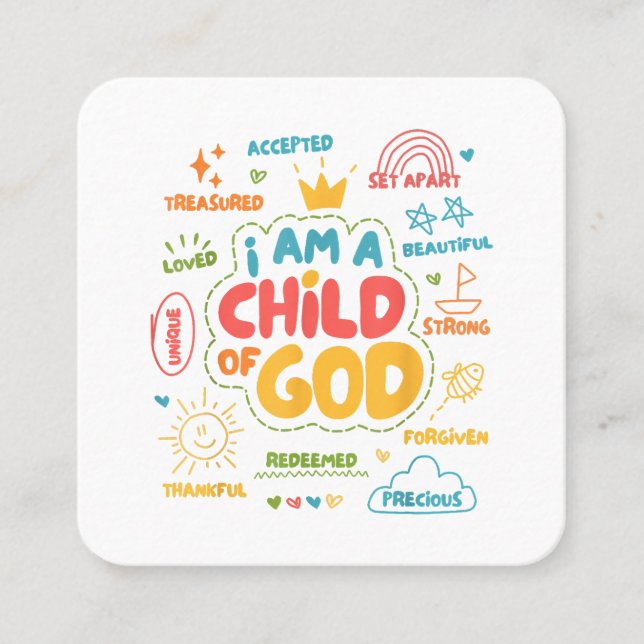 Ich bin ein Kind Gottes Christlicher Retro Jesus F Quadratische Visitenkarte (Vorderseite)