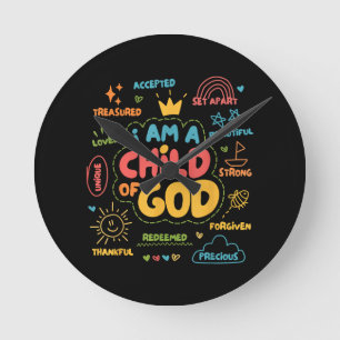 Ich bin ein Kind Gottes Christlicher Retro Jesus F Runde Wanduhr